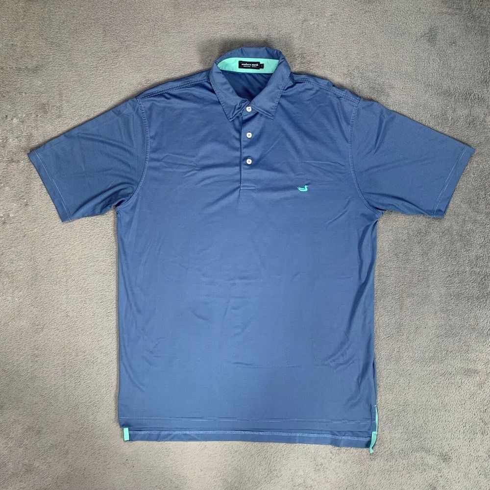 Southern Marsh Polo Shirt Mens Large Blue Striped Tennis Tail Stretch Golf